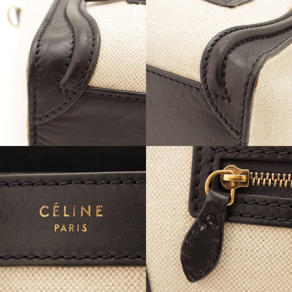 Celine Luggage 2way Shopper Canvas Shoulder Bag Black - Picture 7 of 8